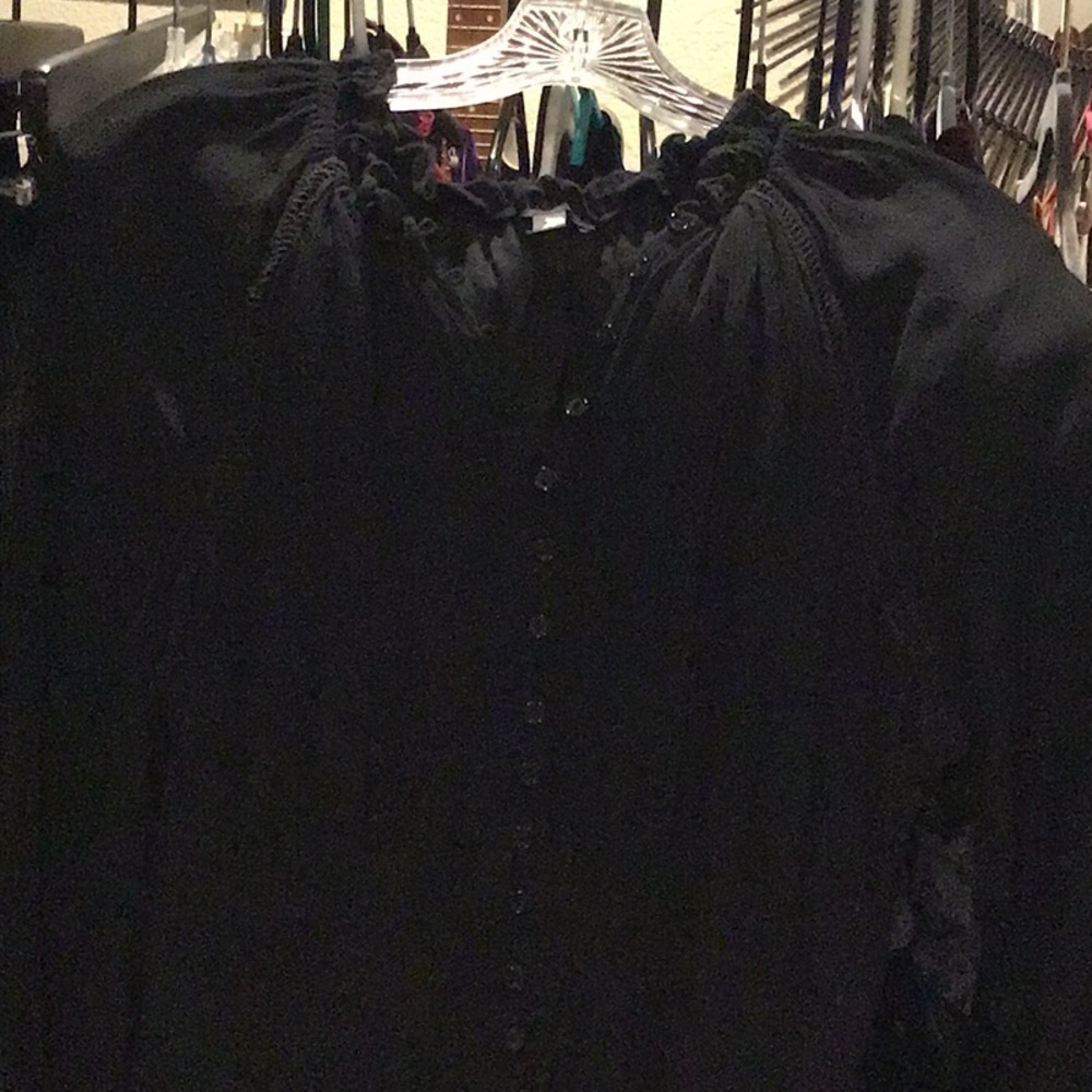 Button Down Long Sleeve Black Dress